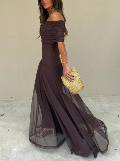 JAYLA - VESTIDO ASIMÉTRICO DE MALLA CON UN HOMBRO