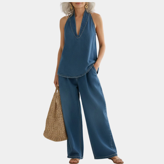 Saylor - Conjunto de Dos Piezas en Denim Lavado Vintage