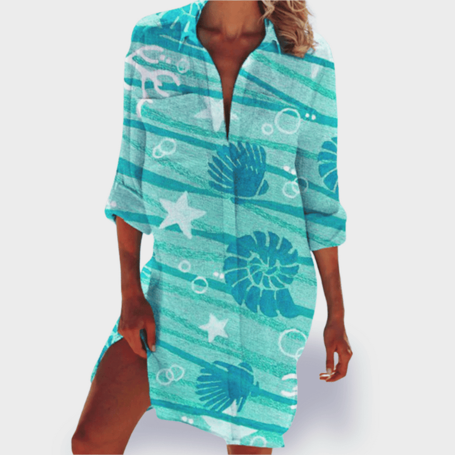 Tessa – Camisa de Impresión Vibrante de Verano