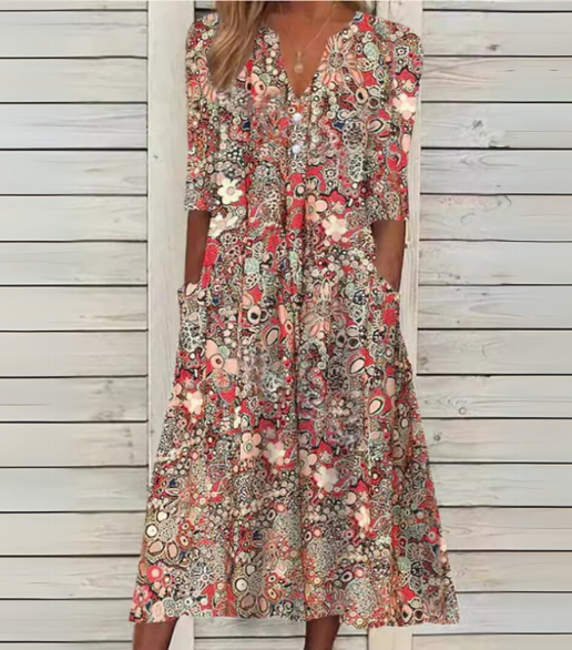 Rosa | Vestido Midi Ligero con Escote en V