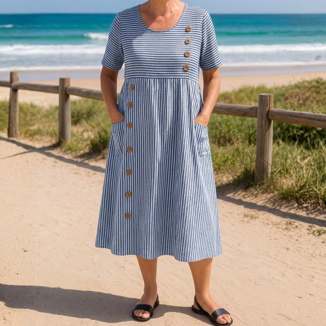 Vestido a Rayas de Verano - Corte Fluido y Elegante