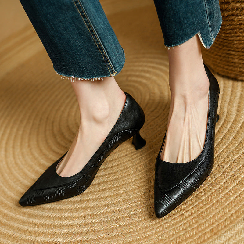 Bonnie - Elegantes Zapatos de Tacón Alto de Cuero para Mujeres