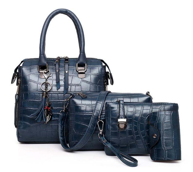Palmer - Set de bolso de 4 piezas con patrón de cocodrilo