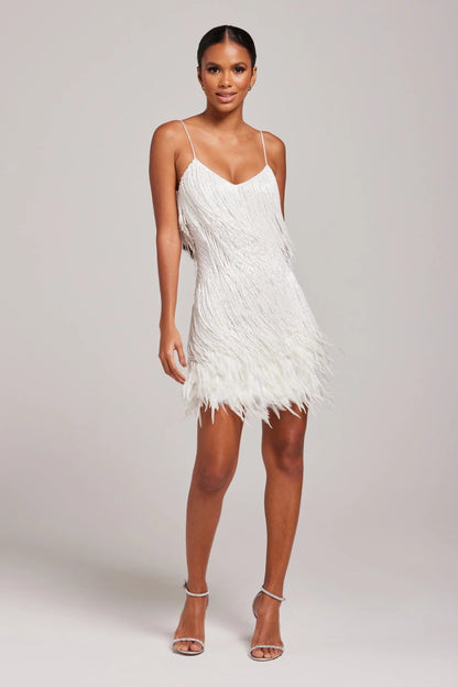 ALEXIS – VESTIDO DE FIESTA MODERNO CON PLUMAS PARA SALIDAS NOCTURNAS
