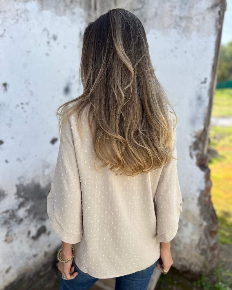 VARENA - Blusa de Jacquard de Chiffon Chic