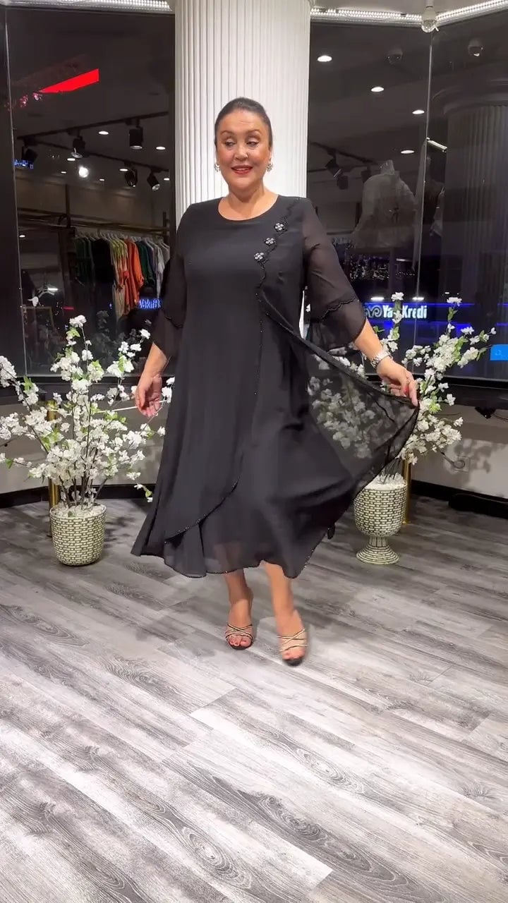 SAMARA – VESTIDO SUELTO DE CHIFÓN EN COLOR SÓLIDO PARA MUJERES