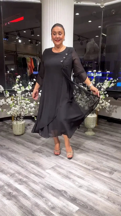 SAMARA – VESTIDO SUELTO DE CHIFÓN EN COLOR SÓLIDO PARA MUJERES