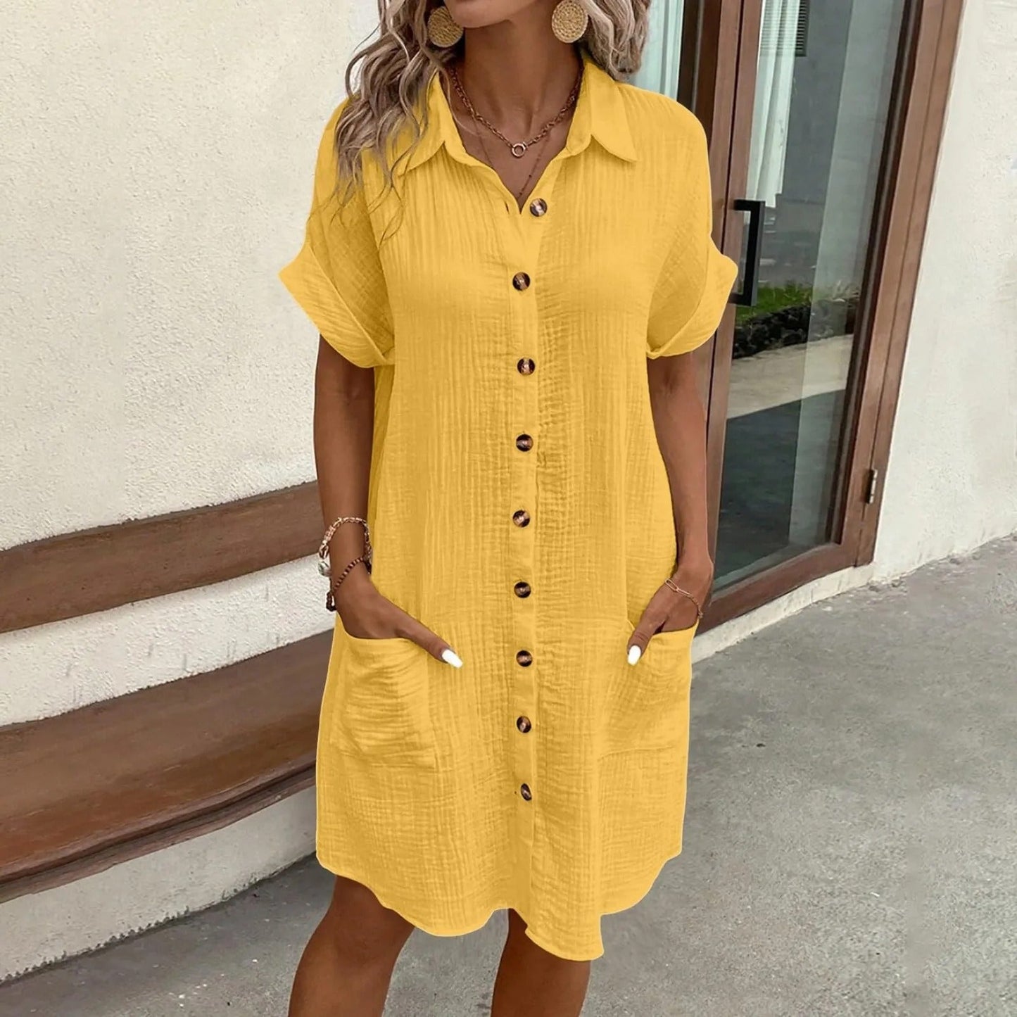 Riley™ - Vestido de Verano Botonado y Cómodo