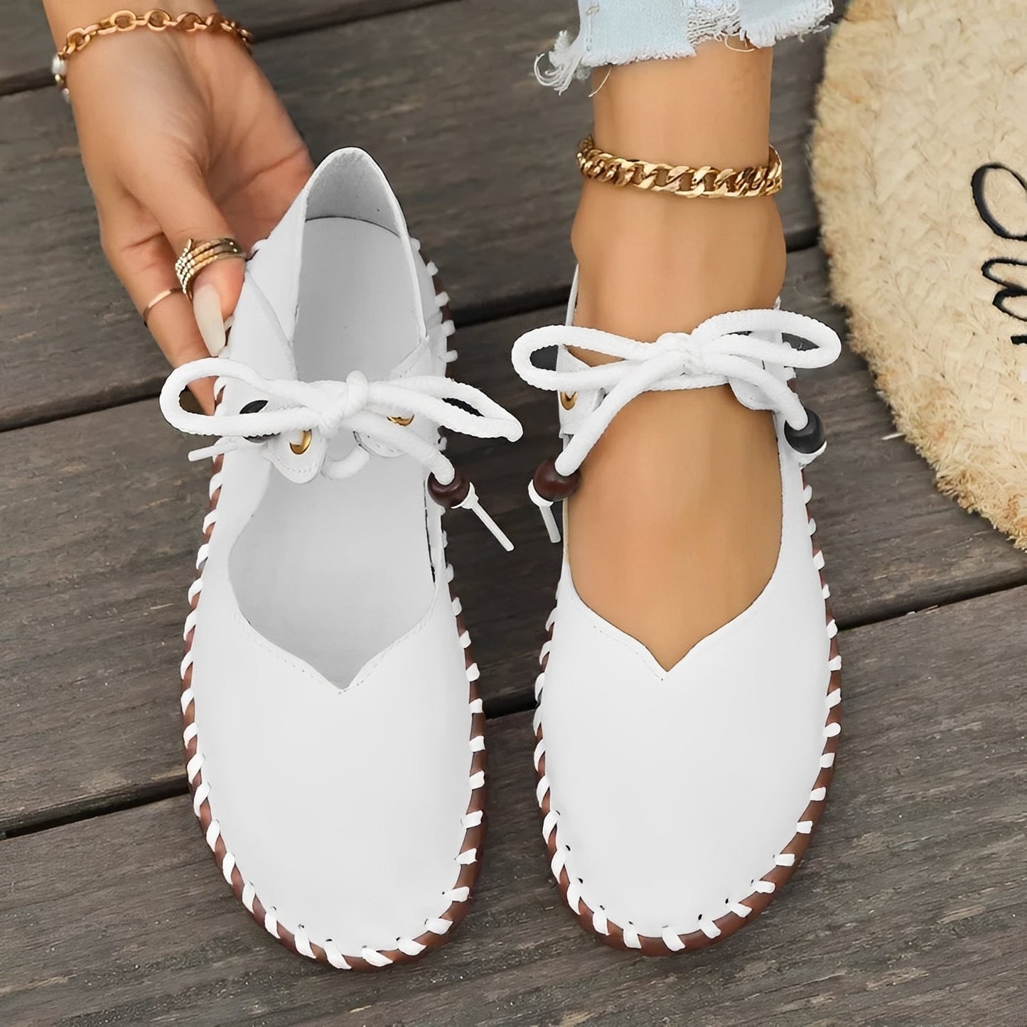 Carla - Zapatos clásicos con cordones y suela blanda para mujeres