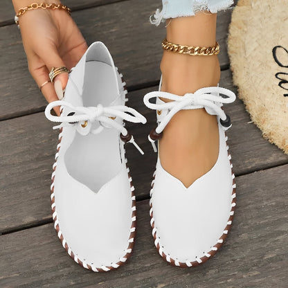 Carla - Zapatos clásicos con cordones y suela blanda para mujeres