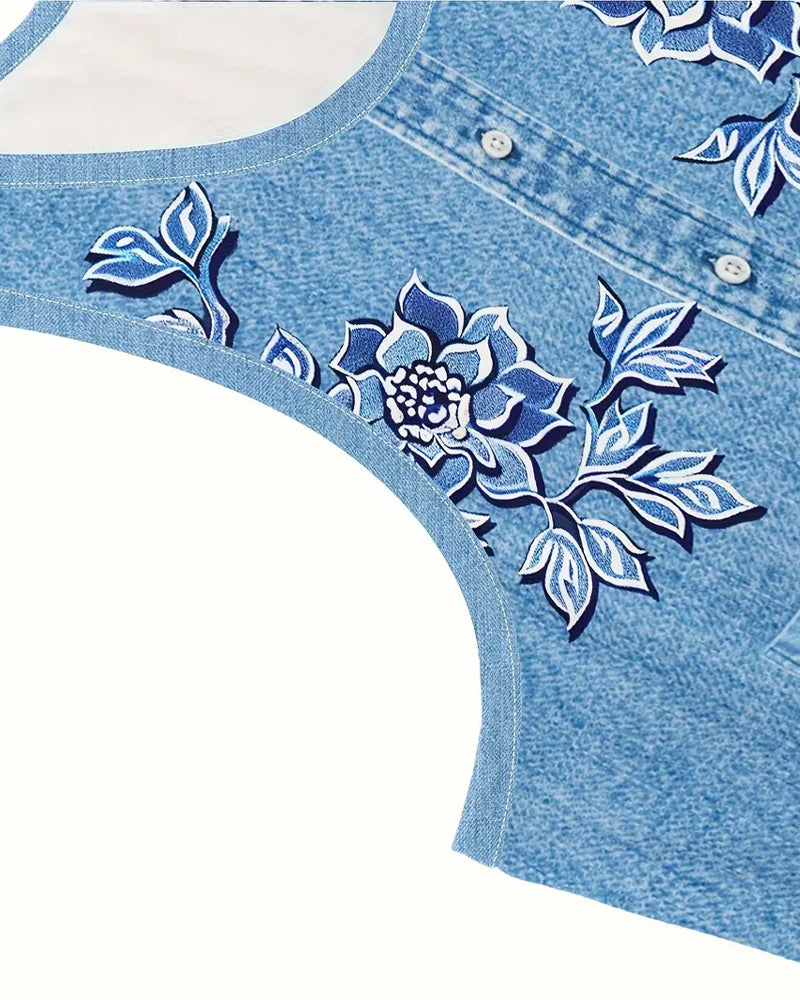 ARIEL – VESTIDO FLORAL SIN MANGAS CON BOTONES
