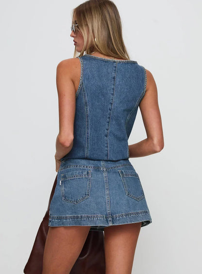 COURTNEY – CONJUNTO DE TOP Y FALDA DE DENIM RYDER