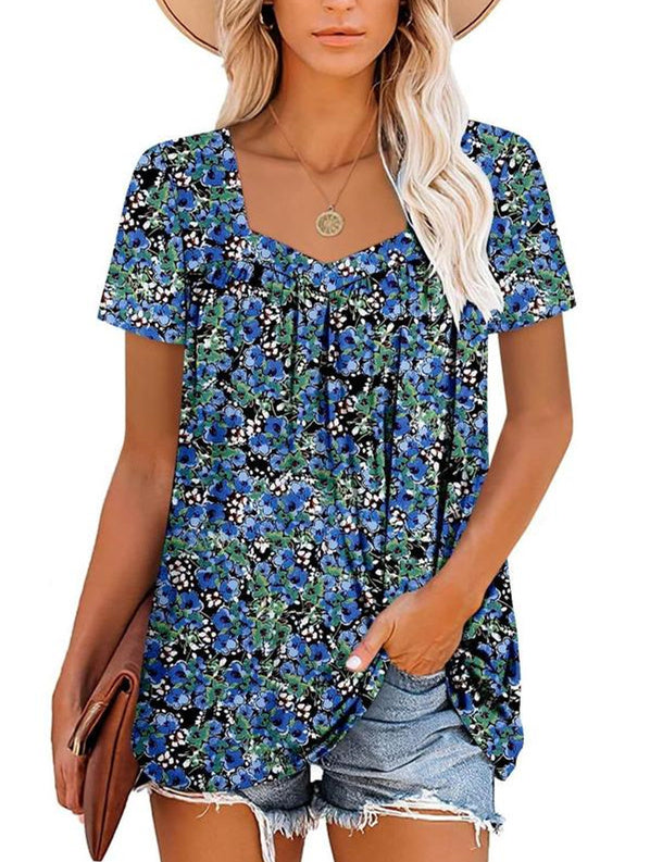 VICKY | TOP CON MANGAS CORTAS Y ESTAMPADO