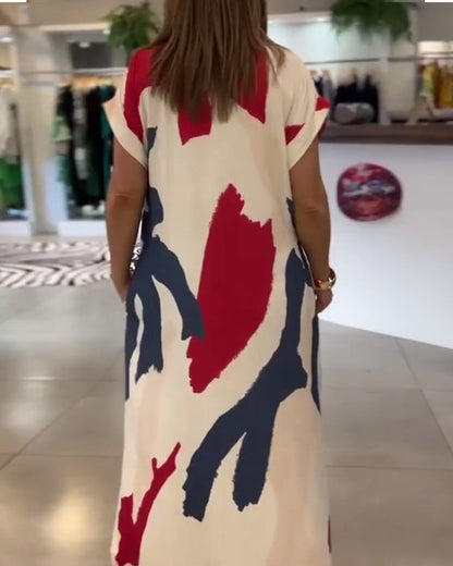 Vestido Impreso de Manga Corta