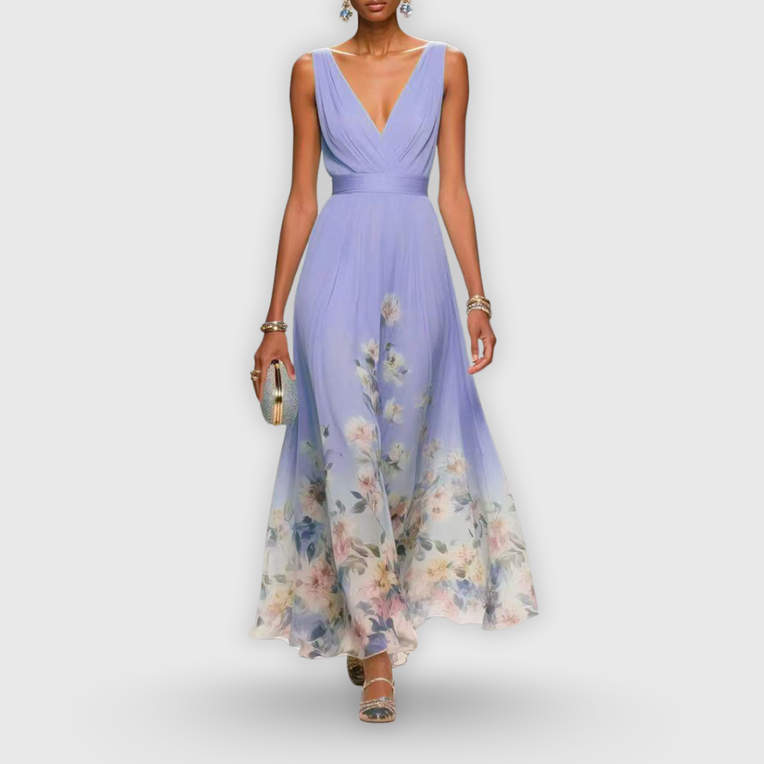 CELESTE – VESTIDO MAXI CON ESCOTE EN V FLORAL