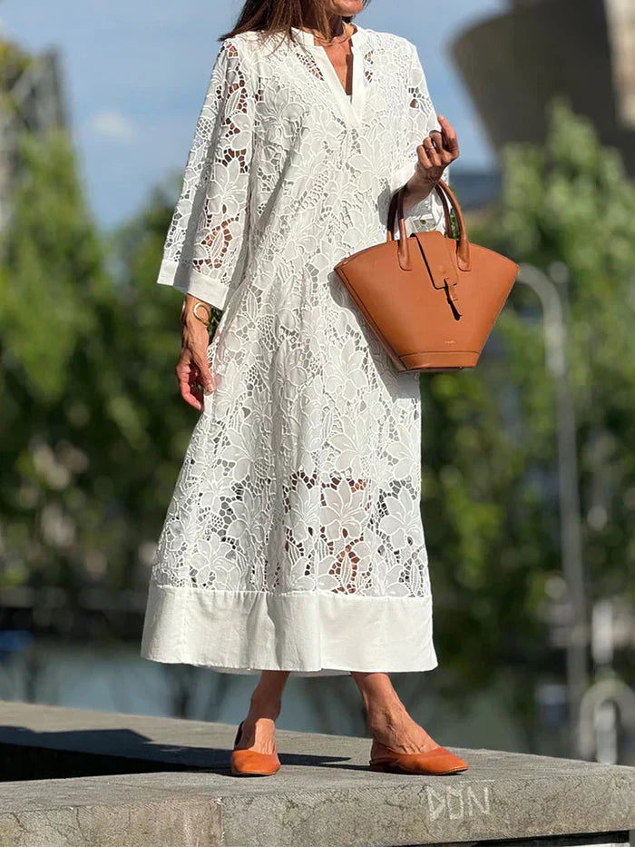 ALINA – VESTIDO BLANCO DE ENCAGE ELEGANTE