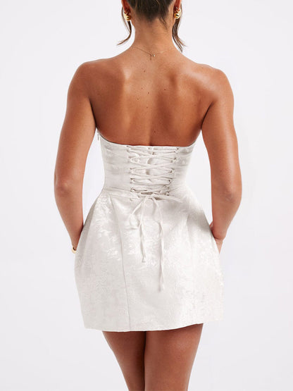 Vestido Mini Jacquard con Nudo Amelia