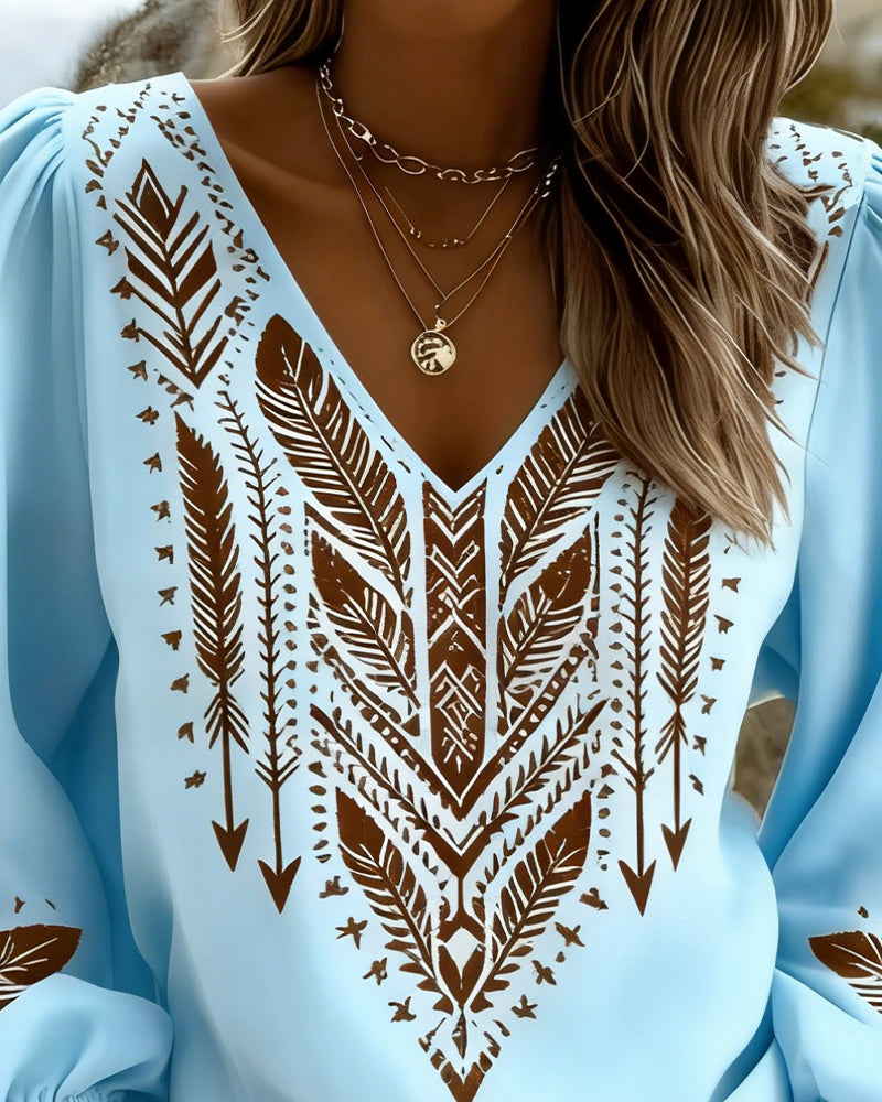 Blusa de Mangas Abullonadas y Corte Holgado