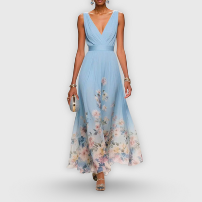 CELESTE – VESTIDO MAXI CON ESCOTE EN V FLORAL