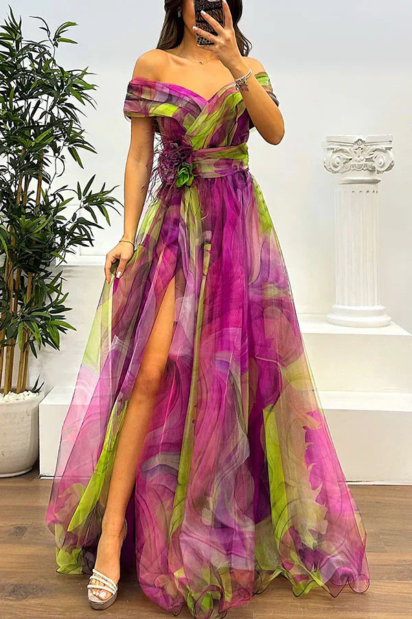 Aurora | Impresionante Vestido Maxi Off-Shoulder