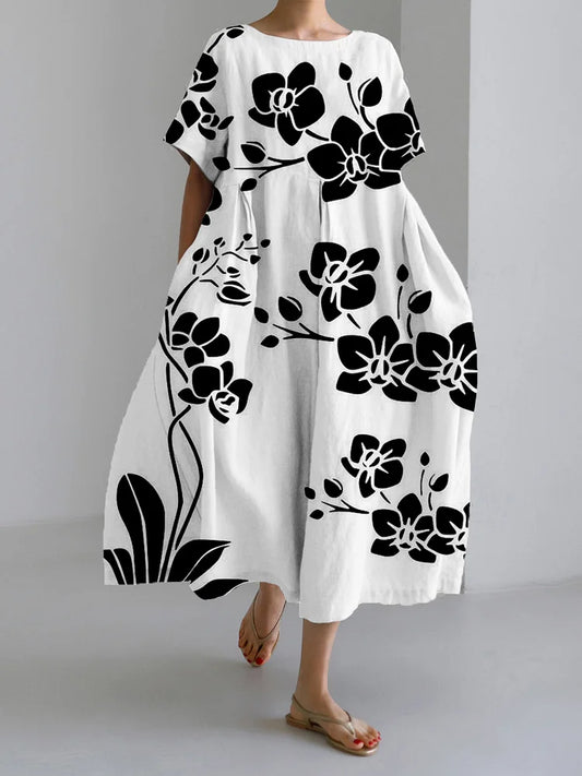 Cassidy - Vestido Floral Negro Fluido y Atemporal