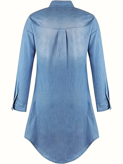 Tess | Vestido Midi de Denim con Cierre de Botón