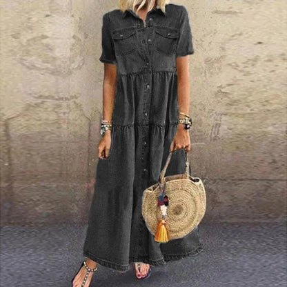 JOANA – VESTIDO MIDI CON BOTONES Y CAPAS