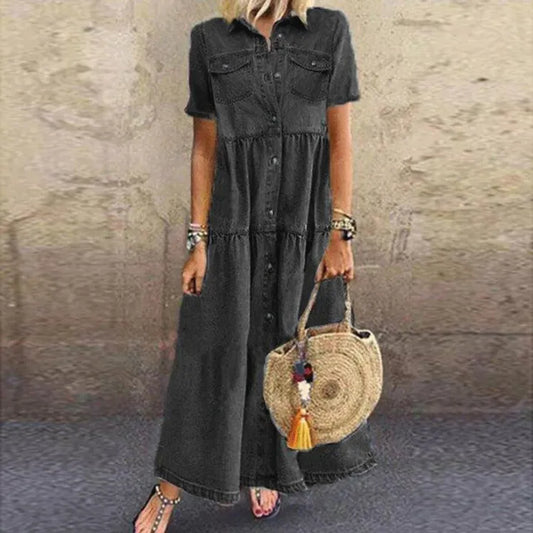 JOANA – VESTIDO MIDI CON BOTONES Y CAPAS