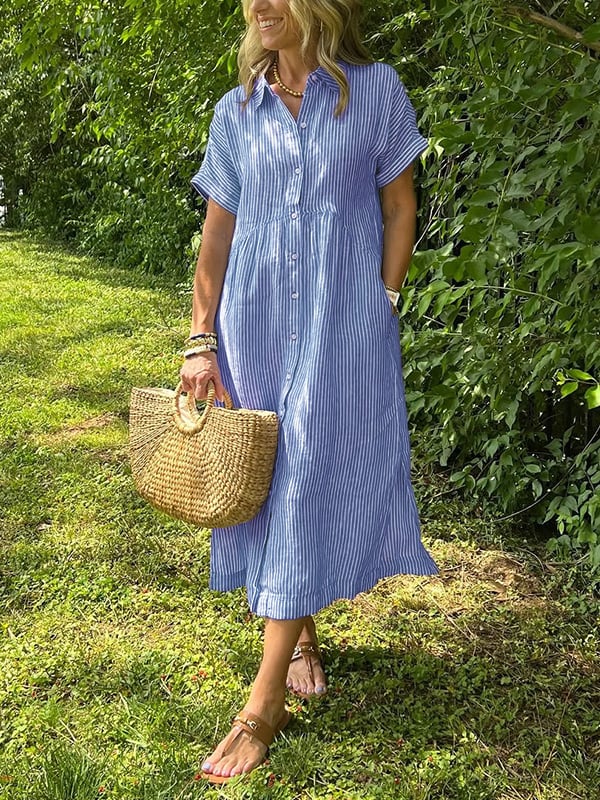 CLAIRE – VESTIDO CAMISERO A RAYAS SIN ESFUERZO