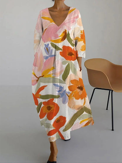 Wren - Vestido Fluido de Impresión de Flores Frescas Elegante