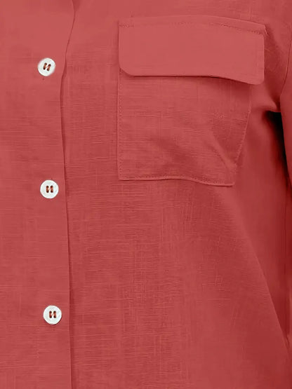 Athena - Camisa de Algodón con Bolsillos Frontales