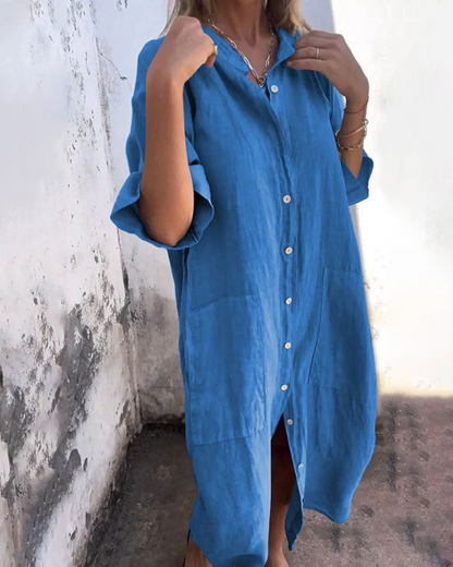 MEIVA - Vestido Largo de Lino y Algodón