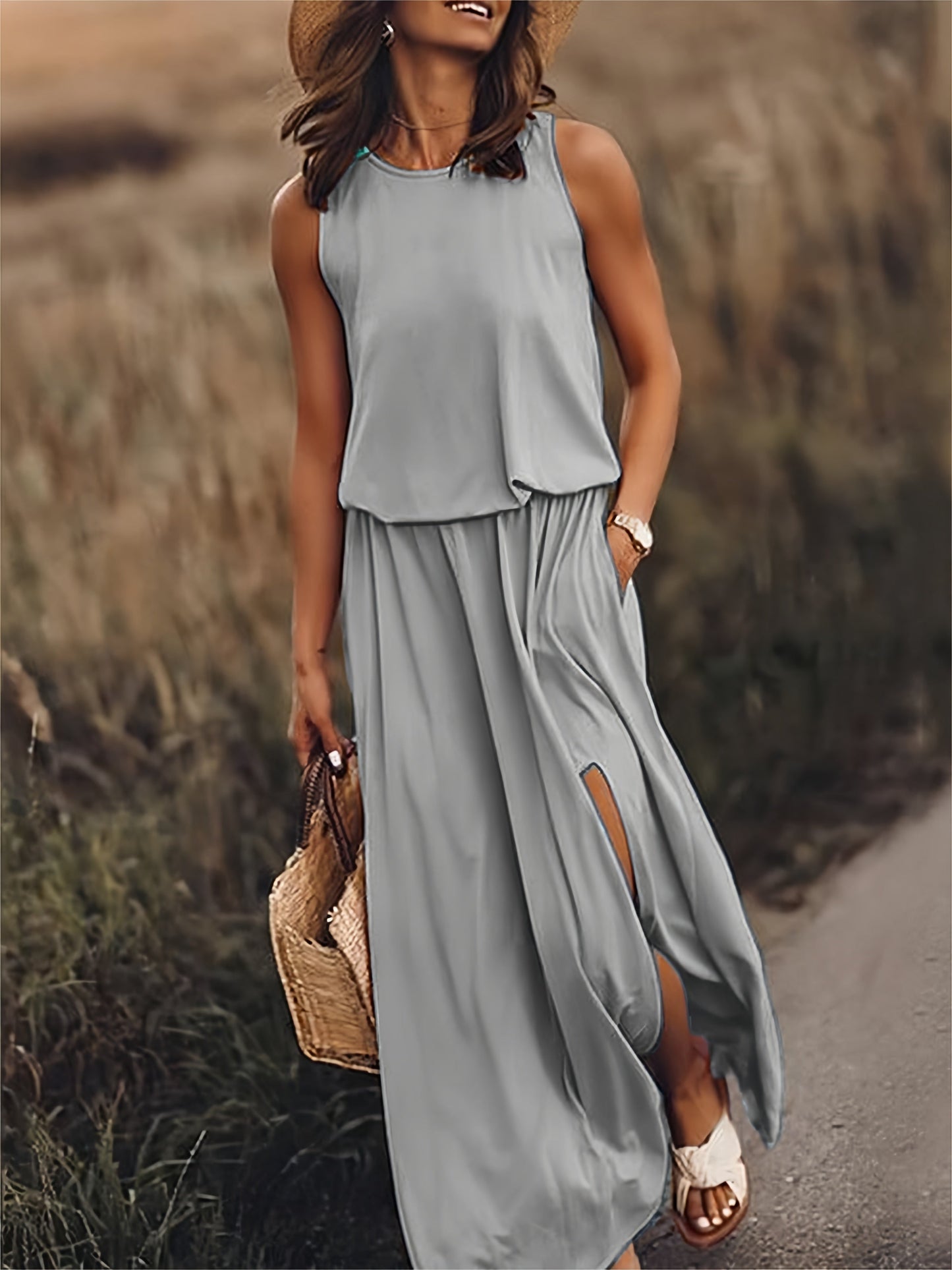 ROSALÍA – VESTIDO LARGO SIN MANGAS
