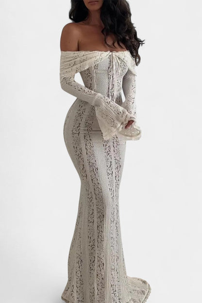 Rosalie Vestido Maxi Off-Shoulder de Encaje