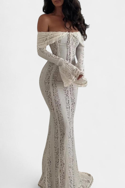 Rosalie Vestido Maxi Off-Shoulder de Encaje