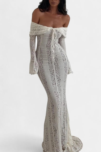Rosalie Vestido Maxi Off-Shoulder de Encaje