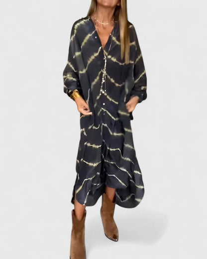 PAISLEY – VESTIDO CAMISERO DRAPEADO CON TIE-DYE