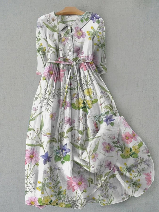 Dahlia - Vestido Floral de Encaje con Cintura en A-Line para Verano