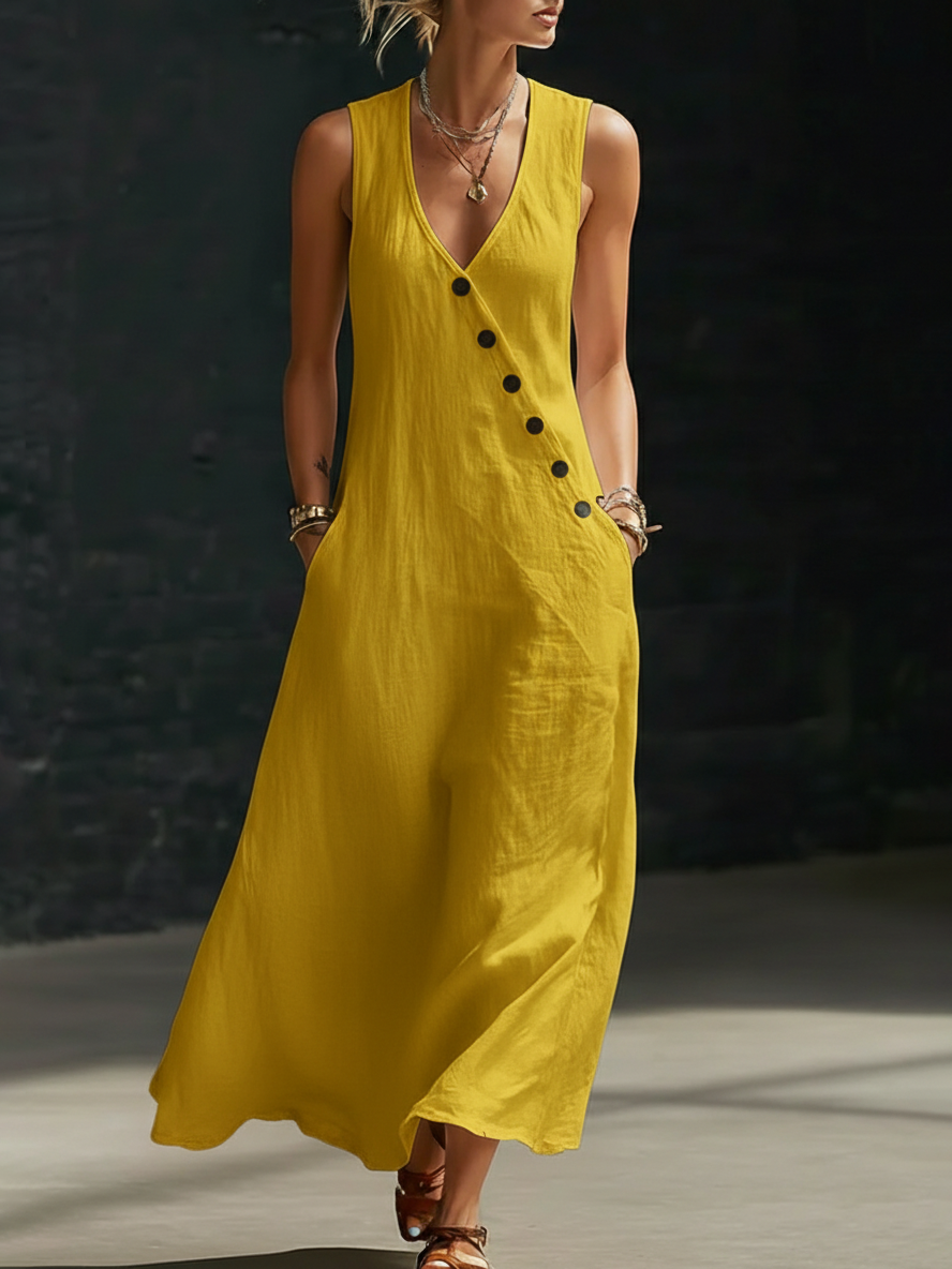 Robe Maxi Donna Bottonata Fluida - Eleganza Minimalista Quotidiana