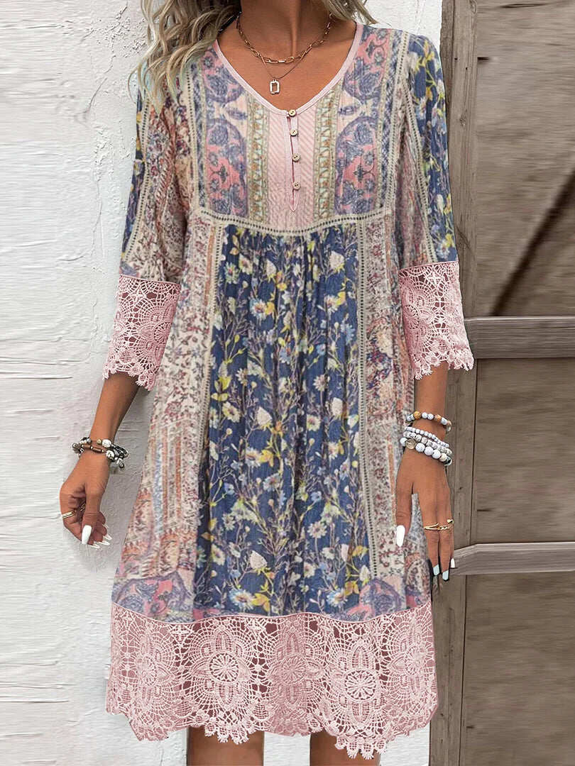 Mirabel | Vestido Boho con Detalles de Encaje