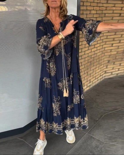 ANNE - Vestido vintage suelto con escote en V