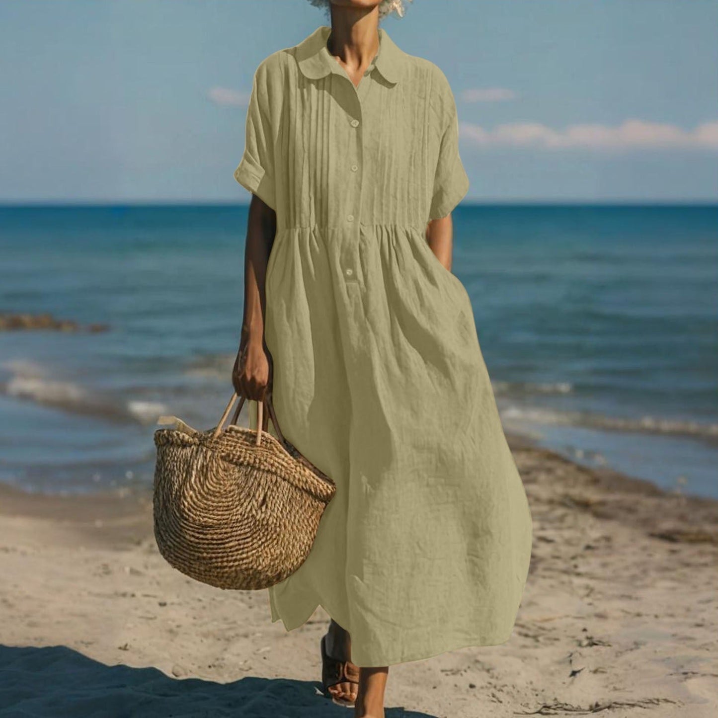 Alice™ | Vestido Camisa de Botones de Algodón
