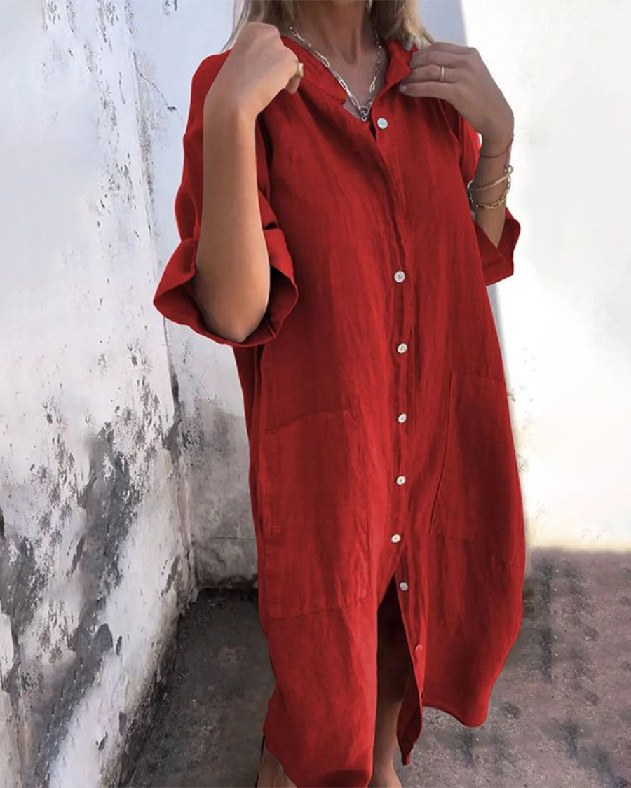 MEIVA - Vestido Largo de Lino y Algodón