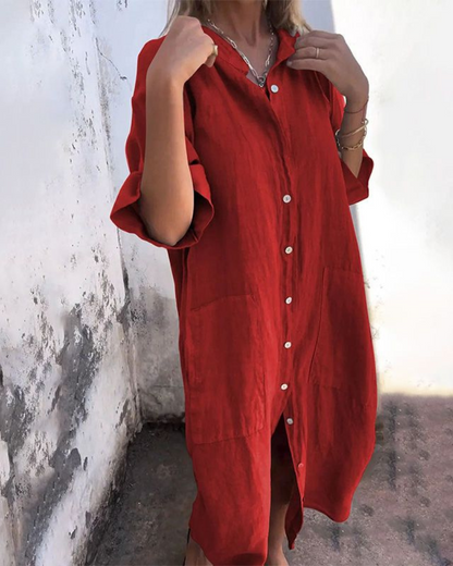 MEIVA - Vestido Largo de Lino y Algodón