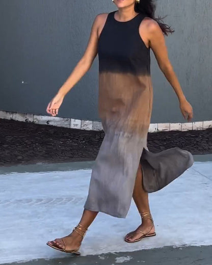 Melanie | Vestido Sin Mangas de Lino Ombre