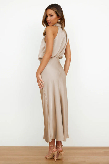 Elise | Vestido Halter de Satén Elegante – Gracioso y Chic