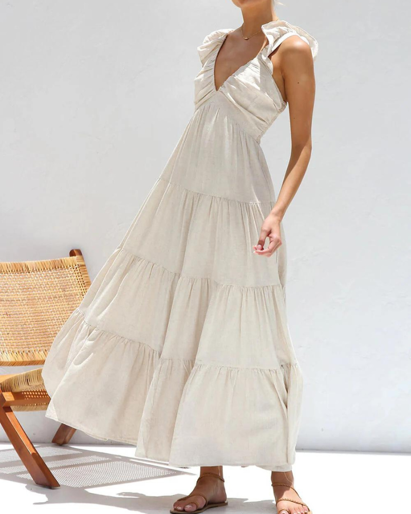 CAPRI - VESTIDO MAXI CON VOLANTES PARA VACACIONES