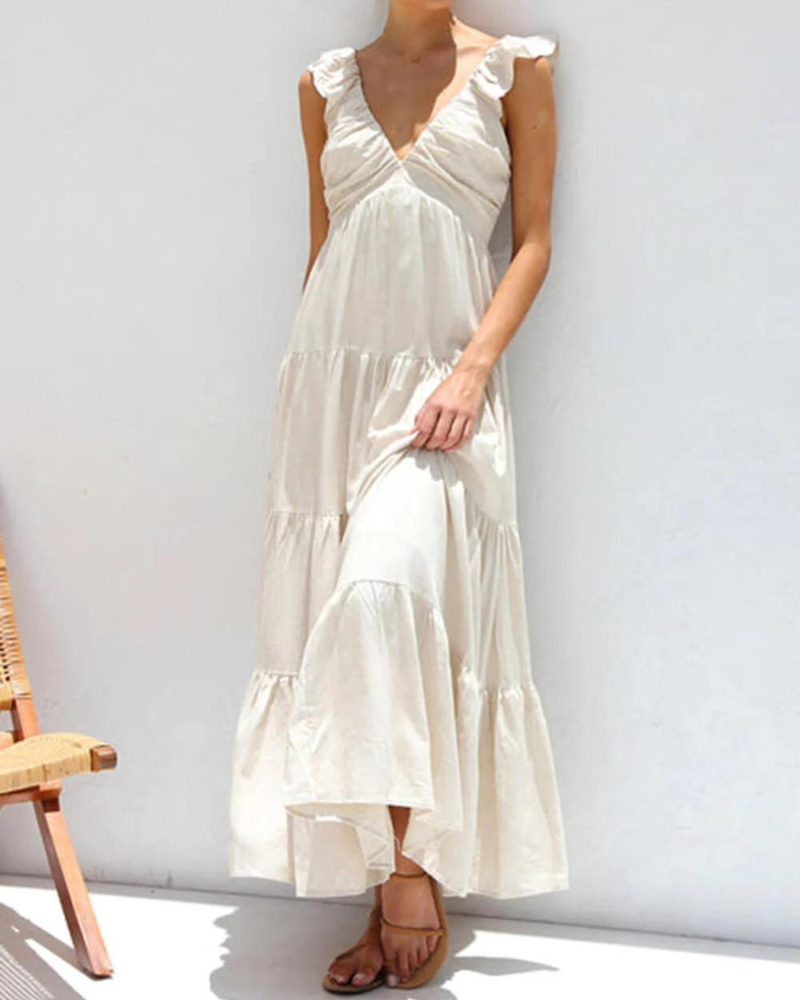 CAPRI - VESTIDO MAXI CON VOLANTES PARA VACACIONES