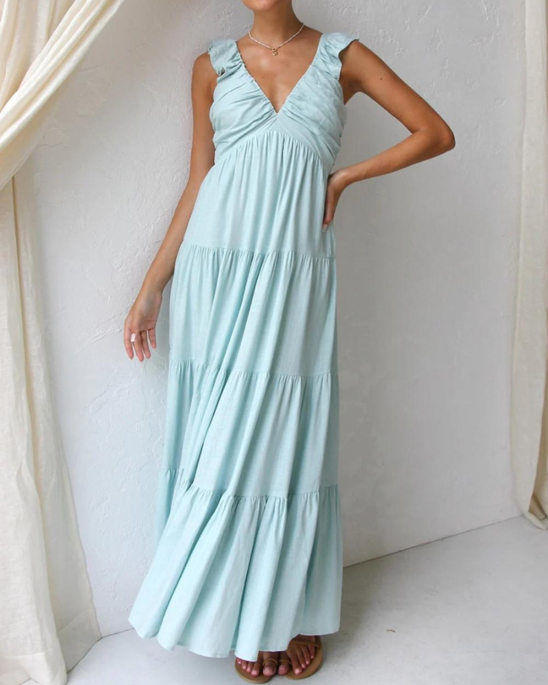 CAPRI - VESTIDO MAXI CON VOLANTES PARA VACACIONES
