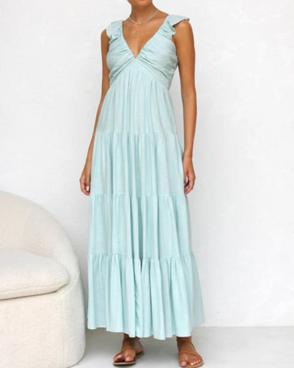 CAPRI - VESTIDO MAXI CON VOLANTES PARA VACACIONES